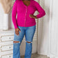 Snap Button Sweater Cardigan With Ribbed Detail