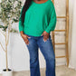 Ribbed Batwing Long Sleeve Boat Neck Sweater