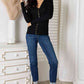 Snap Button Sweater Cardigan With Ribbed Detail