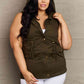 Drawstring Waist Military Hoodie Vest