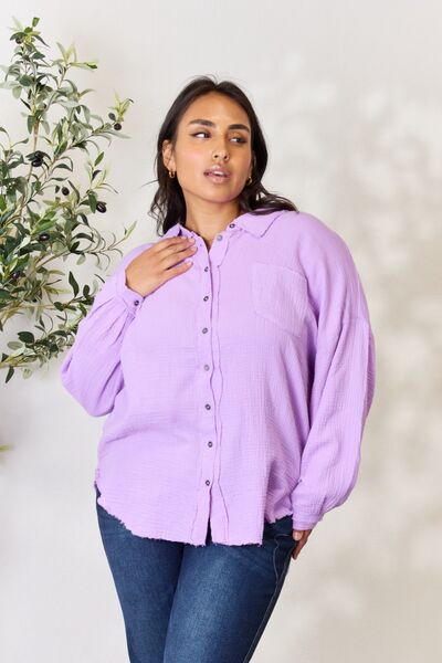 Bulingna Women's Mesh Sheer Polka Dot Blouse Long Sleeve Button Down Shirt  Tops 